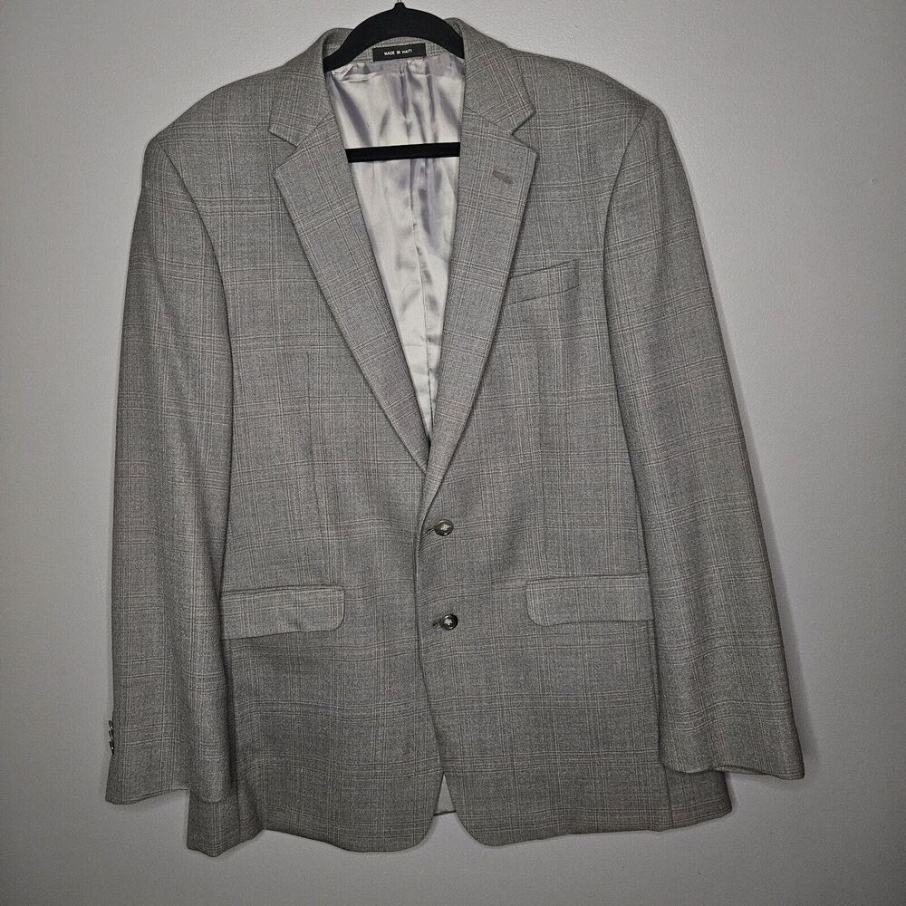 Kenneth Cole New York Wool Blazer Sports Coat Men 42L Gray Double Vent Business